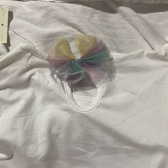 Btween 6 unicorn tutu rainbow dress ruffled sleeve scrunchie set nwt pink white - Picture 9 of 11